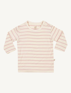 Boody Baby Stripe Long Sleeve Top - Chalk/Rose