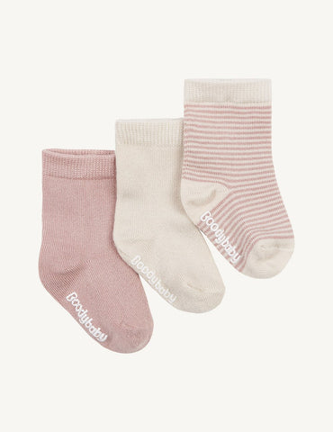Boody Baby Socks 3 pack - Chalk/Rose