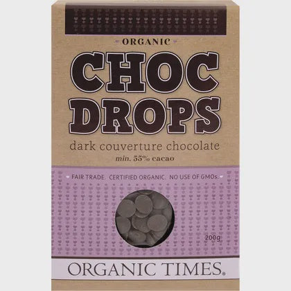 Organic Times Choc Drops Dark Couverture Drops 200g