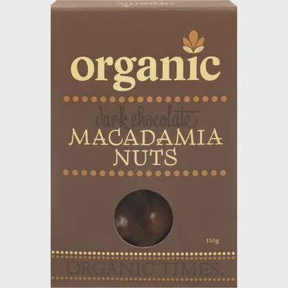 Organic Times Dark Chocolate Macadamia Nuts 150g