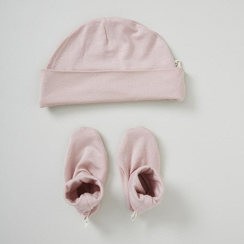 Boody Baby Beanie and Booties set - Rose