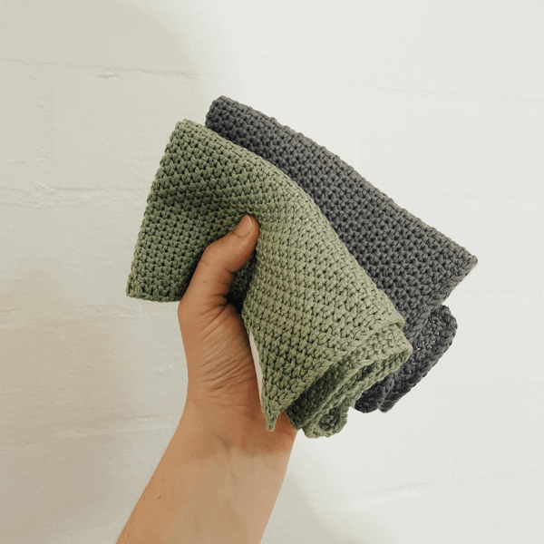 Seed & Sprout Knitted Dish Cloth - Pistachio and Slate