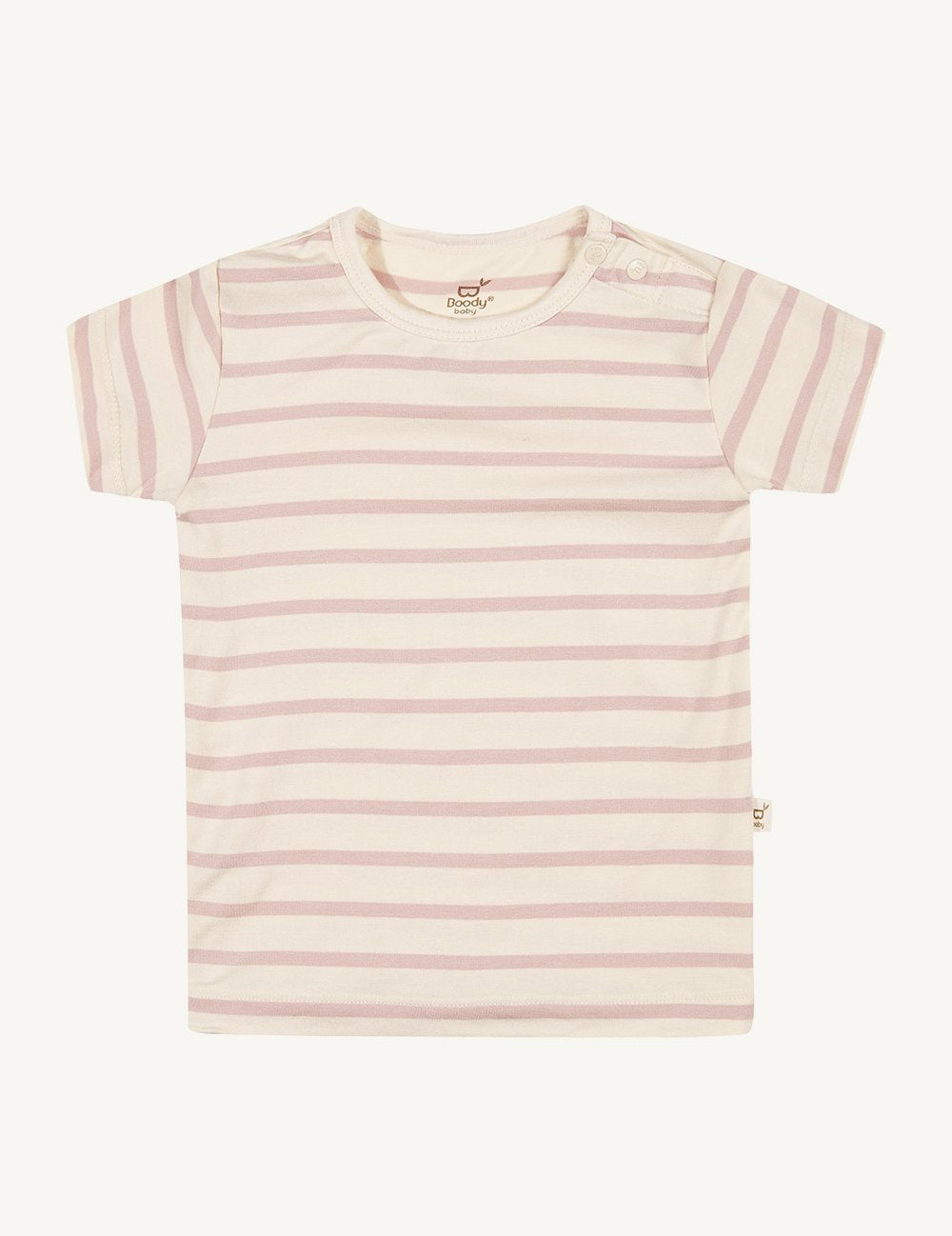 Boody Baby T-Shirt - Chalk/Rose Stripe