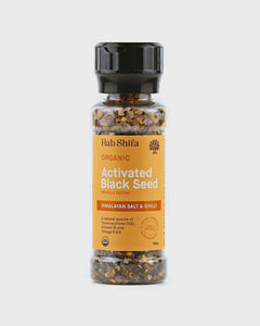 Hab Shifa Organic Activated Black Seed with Himalayan Salt & Chilli Grinder 200g