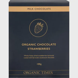 Organic Times Milk Chocolate Strawberries 100g